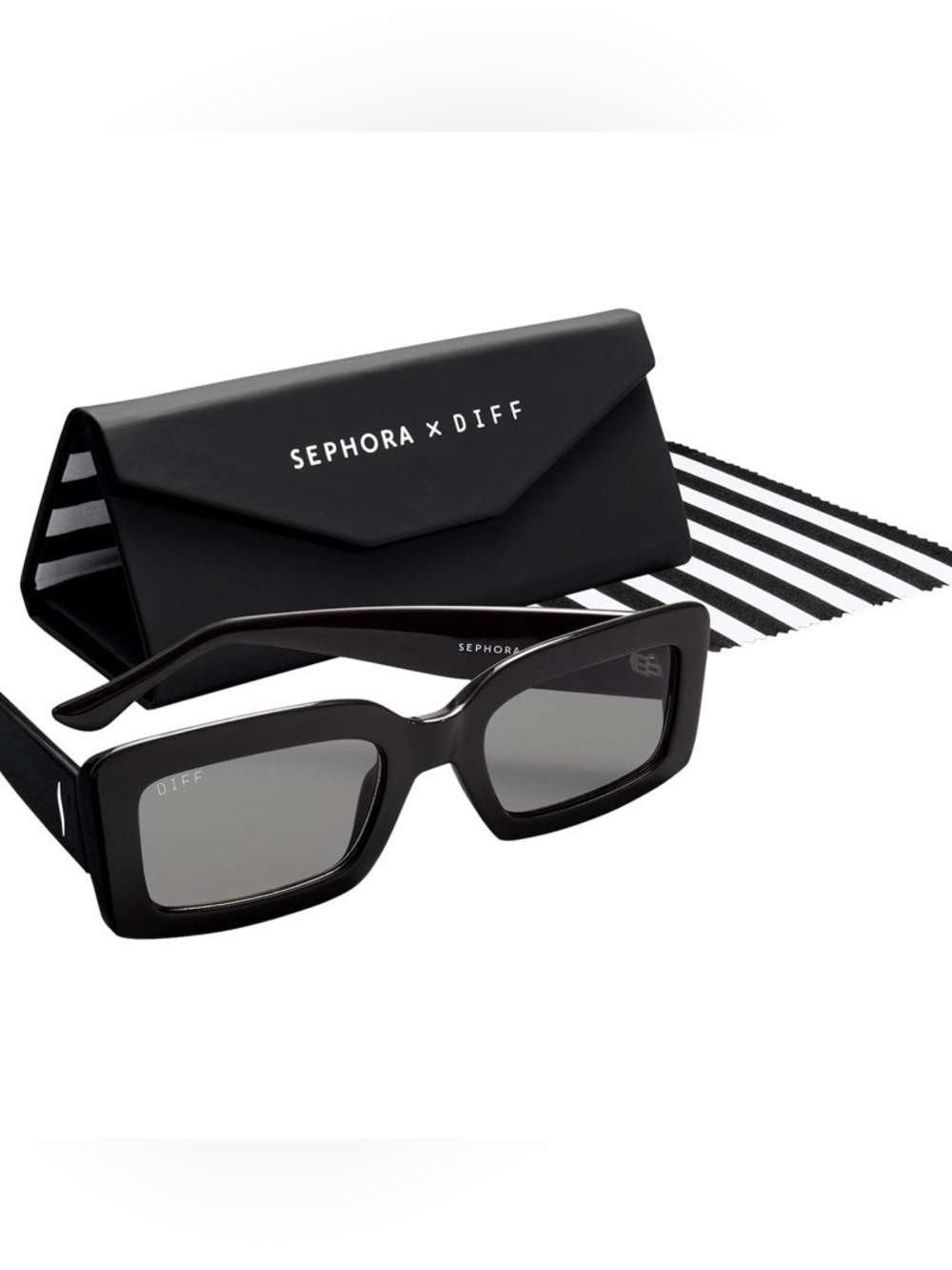Diff Eyewear x Sephora Black Rectangular Sunglasses
